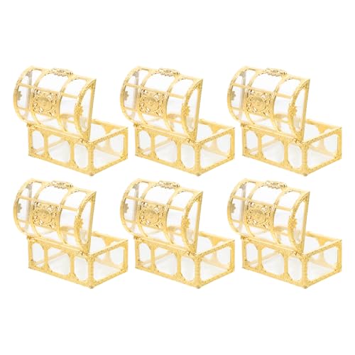 Gogogmee Caja de Dulces para Boda Forma de Cofre Pirata 6 Unidades Tamaño 74X52X5 CM Color Dorado Caja de Bombones Creativa para Fiestas y Regalos