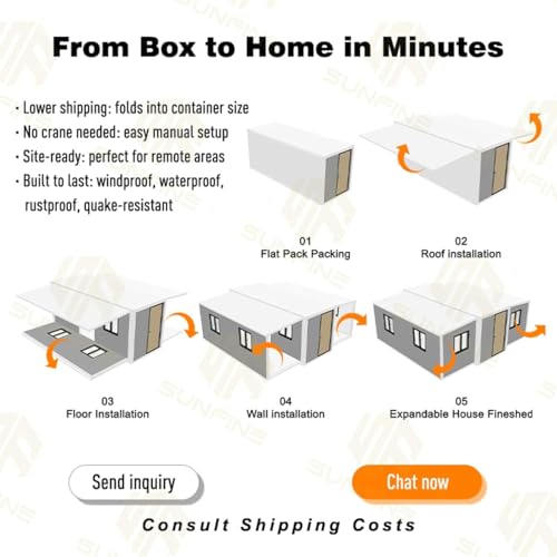 Portable Prefab Tiny Home for Sale 20FT Expandable Container House Foldable Modular House with 2 Bedrooms Kitchen Bathroom Luxury Tiny Houses to Live in for Adults Family Small Homes - Image 6