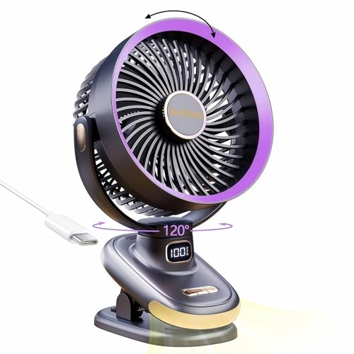 Image of Auto Rotating Oscillating Fan for Bedroom,Portable USB Rechargeable Desk Fans Small Quiet, 5 Speed Mini Table Fan for Office,Clip on Fan for Bed,Cooling Fans for rooms,Vintage Fans for living room