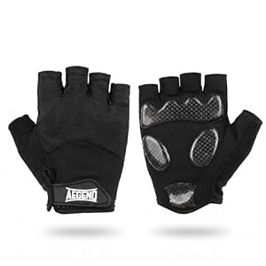 Aegend Half-Finger Cycling Gloves, Anti-Slip Shock-Absorbing Padded Palm, Breathable Mesh for Biking, Fitness and Outdoor Activities (Black)