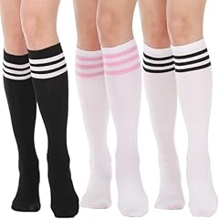 3 Pairs Knee High: White, White, Black