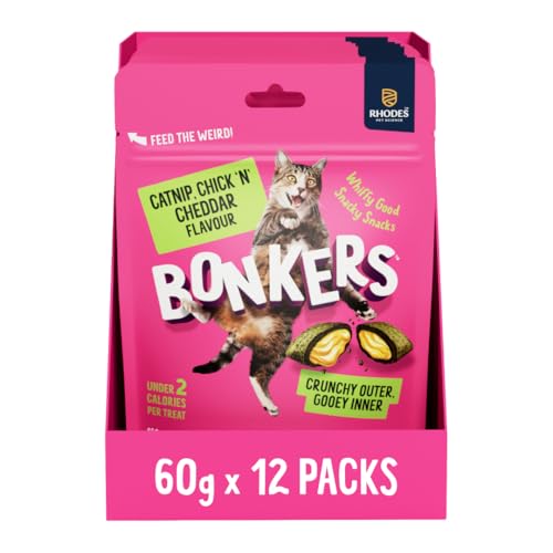 BONKERS Cat Bites Catnip Chick N Cheddar 12 x 60g