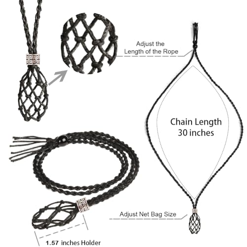 FANASY 4 PCS Crystal Cage Necklace Holder Empty Stone Holder Replacement Hand-Woven Cord with Adjustable Length3