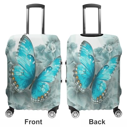 Suitcase Covers for Luggage Washable Luggage Cover Light Blue Butterfly Luggages Wheel Covers Elastic Travel Carry On Suitcase Cover Travel Luggages Protector Sleeve Fit 29-32 Inch M3