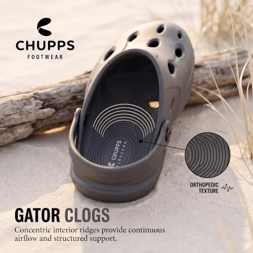 Image of CHUPPS Gator Clogs for Men | Lightweight EVA Clogs | Anti-Slip Sole | Cushioned Footbed | Breathable Ventilation | Adjustable Back Strap | Waterproof Casual Garden Clogs for Men