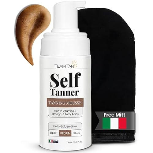 Self Tanning Mousse - Tanning Mousse Self Tanner for Face and Body, Sunless Tanner Kit for Fake Tan, Aloe Vera and Vitamin Fake Tanners for Instant Tan (3.38 fl oz | Medium)