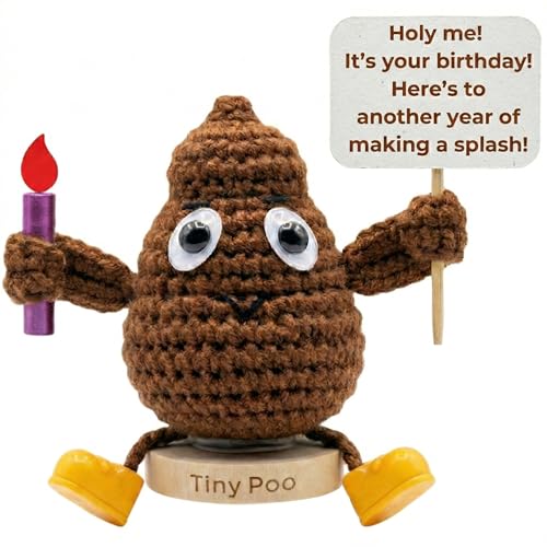 Birthday Gift for Women Men - Positive Poo Funny Crochet with 30 Hilarious Bday Cards | Cool Humor Gag Gift for Friends Coworker Sister Brother | Happy Birthday Party Decor Silly Present for Him Her