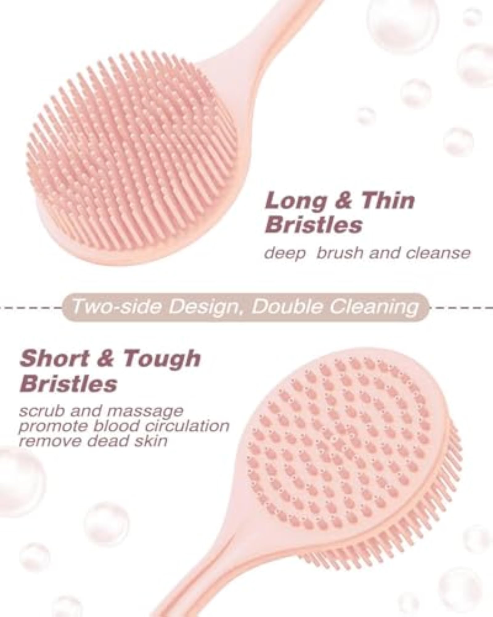 Silicone Bath Brush Long Handle for Back Cleaning