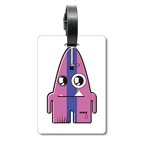 Étiquette de valise alien à rayures violettes - Accessoire de voyage