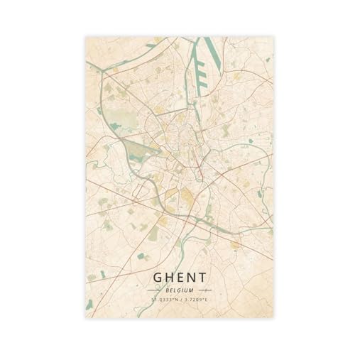 Generisch Gent Belgien Stadtkarte Leinwandposter 30 x 45 cm