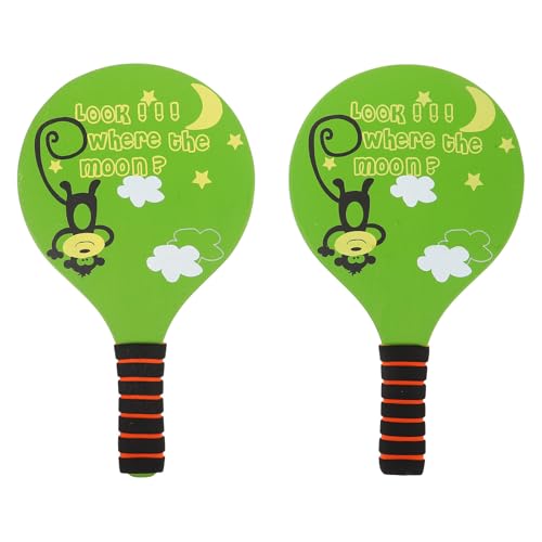 Gatuida Set de 2 Raquetas Deportivas Infantiles: Raqueta de Madera con Forma de Pelota de Playa, Ideal para bádminton y Tenis Actividades al Aire Libre.