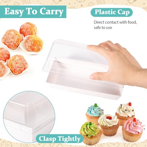 IJRPLM 50 Pack Charcuterie Boxes with Clear Lids, Paper Charcuterie Box, Disposable Sandwich Boxes, Rectangle To Go Food Containers, White Bakery Boxes for Desserts Strawberries Sushi Cookies by IJRPLM - Image 5