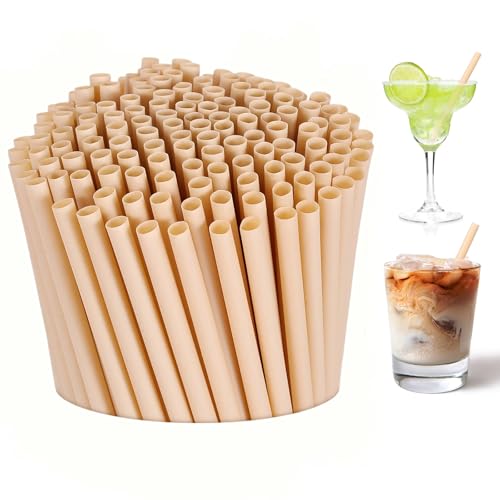 [100 Pcs] 5 Inch Sugarcane Cocktail Short Straws - Disposable Compostable Biodegradable Drinking Straws for Whiskey Bar Club Cocktail Cold Drinks