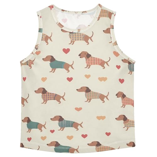 Cute Dachshunds in Love Boys Tank Top Sleeveless Summer Vest Tee Basketball Tshirt for Golf Swim Bike Jog 3T