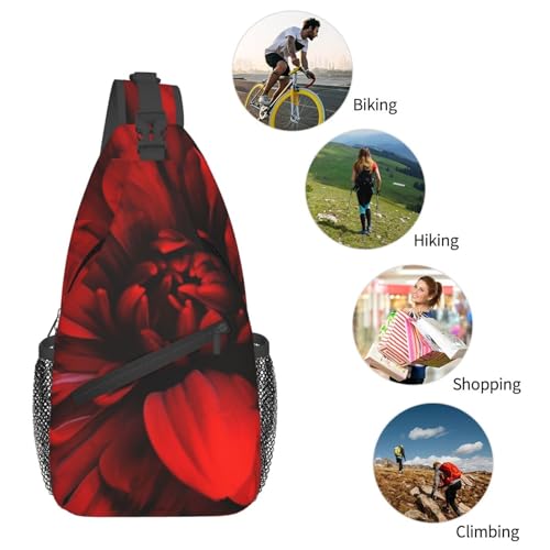 Bolso cruzado negro con flor roja para hombre y mujer miniatura 6