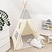 PLEKER Tipi Infantil 100% Algodón Tipi Indio para Niños Tienda de Campaña Infantil con Alfombra, Tipi Infantil de Tela para Interior, Grande, Niños y Niñas, Regalo para Bebés