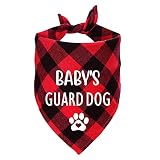 Ptzizi Funny Red Plaid Cotton Dog Baby's Guard Security Triangle Bandana, Pet Dog New Baby Shower Ph