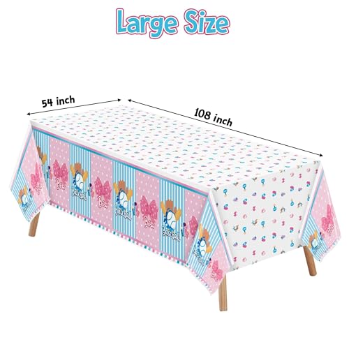 Gender Reveal Table Cover - 3 Packs Sport Baseball or Bow Gender Reveal Disposable Waterproof Plastic Rectangle Table Cloth Gender Reveal Party Favor Decoration Supplies(54x108 Inch)