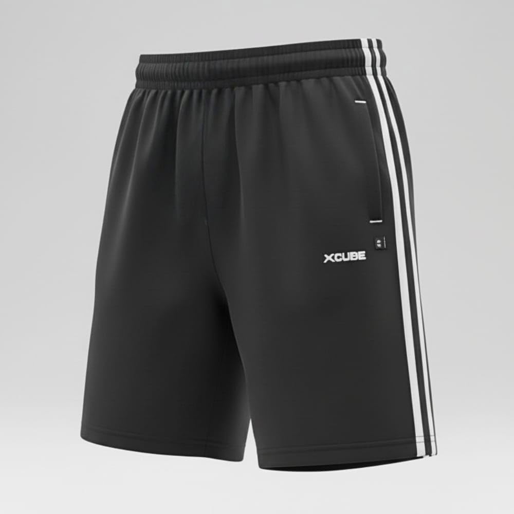 Men's Athletic Shorts, Nylon Spandex (NS) with Side Stripes Design Casual Sports Wear-image-23
