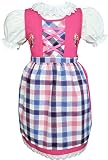 Schrammel Kinderdirndl in Flieder Karo 3 Teiliges Dirndl für Mädchen Kindertrachten Stickerei-Rosa-110-116