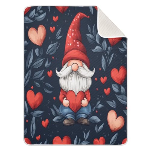 Burbuja Valentine Gnomes Baby Blanket for Boys Girls, Nursery Soft Warm Swaddling Receiving Baby Blankets, 30x40 in Toddler Blanket