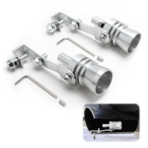 Kasoud Exhaust Sound Booster, 2PCS Exhaust Turbo Whistle, Aluminium Alloy Car Turbo Whistle, Exhaust Pipe Turbo Sound Whistle for Automobile Suv Auto Accessories and Car Modified Part (Silver, L)