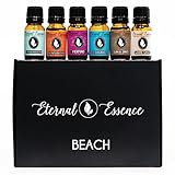 Eternal Essence Oils Beach Set of 6 Premium Fragrance Oils - Includes White Sand, Ocean Breeze, Honolulu Sun, Mermaid, Caribbean Escape, and Sun & Sand Scented Oils - 10ML