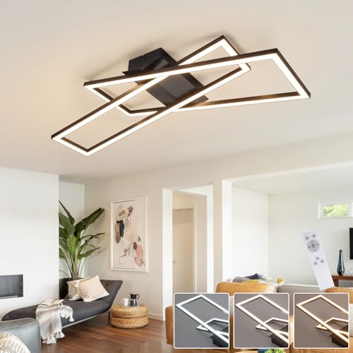 Plafonnier LED noir moderne 36W dimmable avec télécommande Homefire