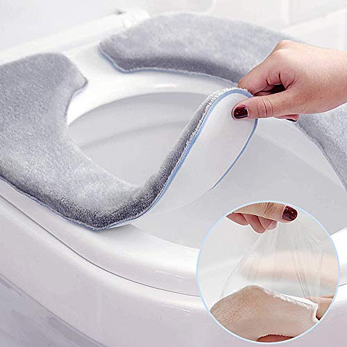 CHEPL Toilettensitzabdeckung 2 Paar WC-Sitzbezug Warme Universal WC-Sitz-Pad Waschbar Weich für Familie Hotel Badezimmer – Bild 4
