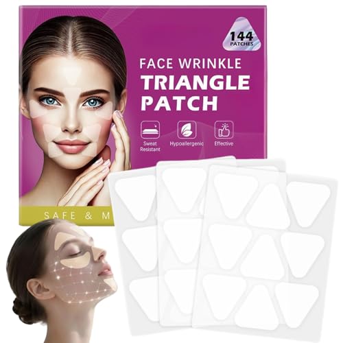 144 Stück Zornesfalte Pflaster für Gesicht, Anti Falten Pflaster, Anti Aging Facial Patches für Stirn & Mund, Face Lifting Tape, Reduziert Feine Linien, Silikonpflaster für Übernachtung Pflege
