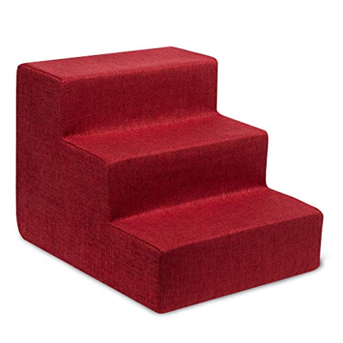 Image of USA Made Pet Steps /Stairs with CertiPUR-US Certified Foam for Dogs & Cats by Best Pet Supplies - Brick Red, 3-Step (H: 13.5 inch)