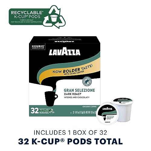 Image of Lavazza Single-Serve Coffee K-Cups for Keurig Brewer, Gran Selezione 32 Count Authentic Italian, Value Pack, 100% Arabica, Rainforest Alliance Certified 100% sustainably grown