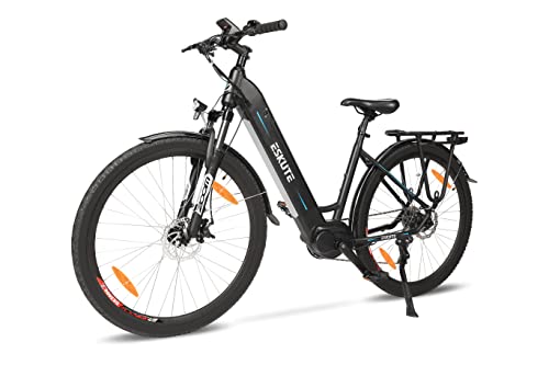 ESKUTE City e-Bike Polluno Pro 28" E-Bike mit Bafang Mittelmotor 250W mit Li-Ion Akku Samsung Cell 36V 14.5Ah und 9 Gang Schaltung Scheibenbremsen