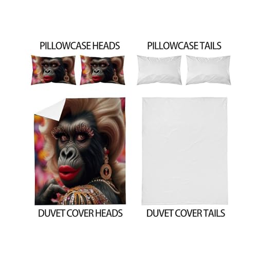 Housse de couette singe microfibre lit king avec impression 3D haute définition