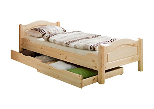 Preisvergleich Produktbild Einzelbett Rita Massivholz Kiefer Natur 70 mm Pfostenstärke