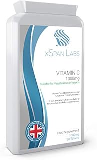 Vitamin C 1000mg (1 Gram) 120 Tablets  High Strength Antioxidant contributing to The Reduction of Tiredness and Fatigue Manufactured in The UK