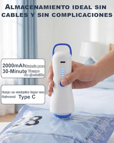 Miniatura 3 de Paquete de 12 bolsas de almacenamiento al vacío (4 de 100 x 80 cm, 4 de 74 x 54 cm y 4 de 64 x 47 cm) con bomba eléctrica y doble cremallera, impermeables y herméticas.