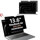 Hinnwer Magnetischer Blickschutzfilter für MacBook Air 13,6 Zoll 2022-2026 (M5/M4/M3/M2 Chip), Anti-Fingerabdruck, PET Displayschutz, Abnehmbarer Anti Blaulicht Blendschutz Laptop Sichtschutzfolie