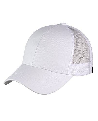 C.c Ponycap Messy High Bun Ponytail Adjustable Mesh Trucker Baseball Cap Hat, White #TOP2