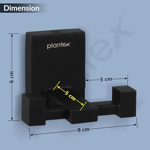 Image of Plantex 304 Grade Stainless Steel Hooks for Hanging Clothes /Robe Hooks for Bathroom /Cloth Hanger for Wall - Black (Senso)