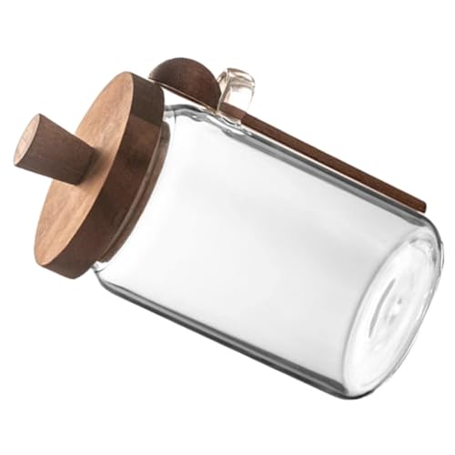 Bote de cristal de 550ml con tapa de madera Garneck para café 2