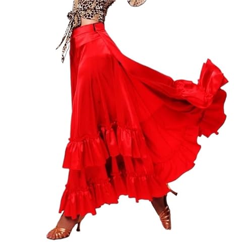 MTKSFDC Jupe Flamenco Femme Robe Jupe Flamenco Rouge for Femme, Costume de scène, de Valse, de Tango, de Flamenco