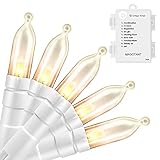 Battery Operated String Lights Christmas Lights - Outdoor String Lights 16ft 50 LED String Lights Decorative String Lights White Wire for Indoor Outdoor Wedding Party Home Garden Waterproof Warm White