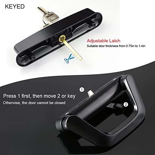 Allywasai Sliding Patio Door Handle Set With Mortise Lock, Suitable For Sliding Glass Patio Door Thickness From 0.75In To 1.4In, 4-15/16" Screw Holes, Lock Outside, Reversible Design, Keyed, White #TOP4