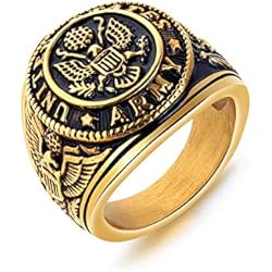 PikaLF Anillo de águila militar estadounidense para hombre, anillo de águila vintage Hawk águila americana, anillo de águila calva americana, regalo de joyería vintage para veteranos hombres niños,