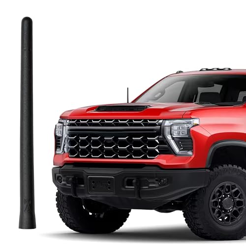 AntennaMastsRus - The Original 6 3/4 INCH is Compatible with Chevrolet Silverado 2500 (2020-2025) - Car Wash Proof Short Rubber Antenna - Reception Guaranteed - Internal Copper Coil