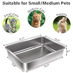 Stainless Steel Litter Box - 17.7" L x 13.77" W x 4" H Metal Cat Litter Box, Non Stick, No Smell, Easy Entry,Easy to Clean,Metal Litterbox for Kitten,Elderly Cats,Bunny - Image 2