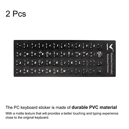 Pegatinas para teclado PATIKIL negro con letras blancas, 2 piezas miniatura 3