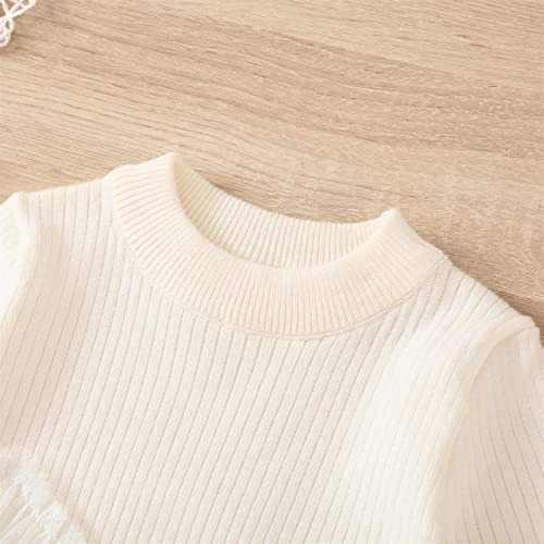 Popolar Toddler Baby Girls Long Sleeve Knit Sweater Tutu Dresses Sequins Casual Fall Winter Birthday Dress 1-5 Years (A - Cream, 3-4T) #TOP3
