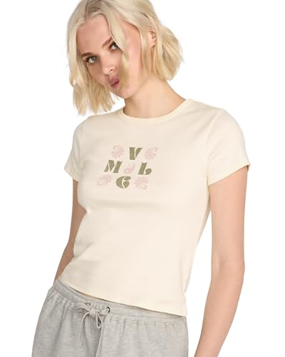 Image of Volcom Women's Have a Clue Short Sleeve Tee - Fitted T-Shirt with Striped Neck Taping